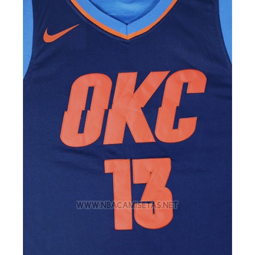 Camiseta Oklahoma City Thunder Paul George NO 13 Statement 2017-18 Azul